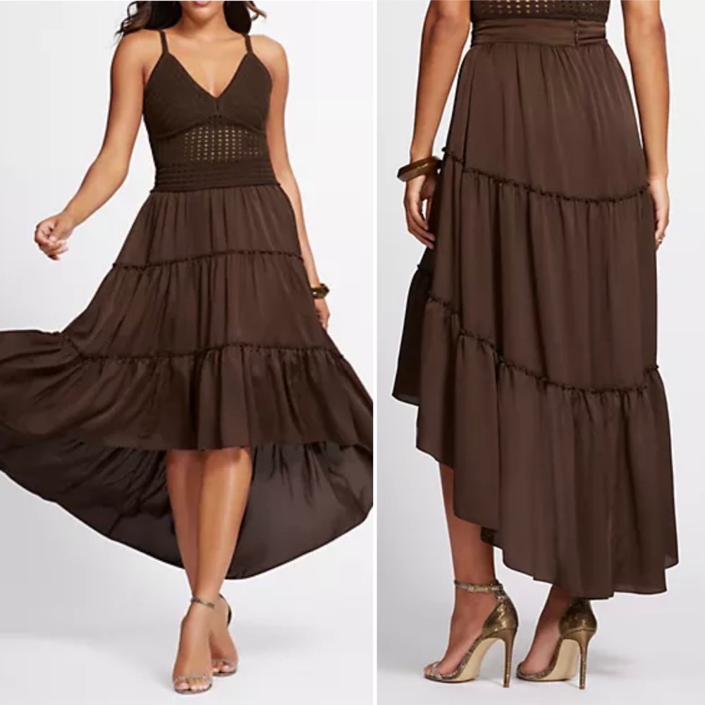 Gabrielle Union High Low Tiered Maxi Skirt